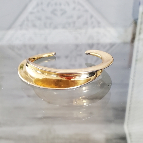 CARA Gold & Silver Tone Crescent Cuff Modern Sleek Bracelet - Picture 6 of 6